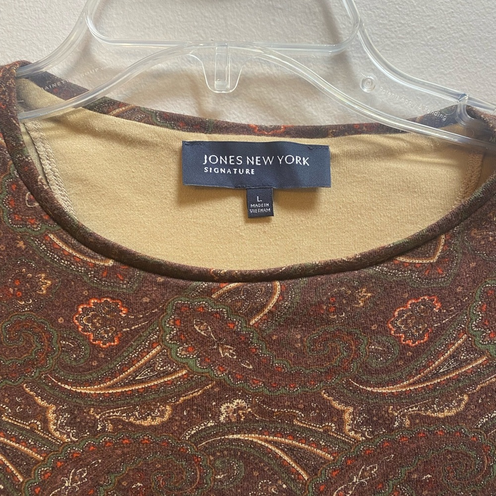 Jones New York Brown Patterned Long Sleeve Shirt - Picture 2 of 2